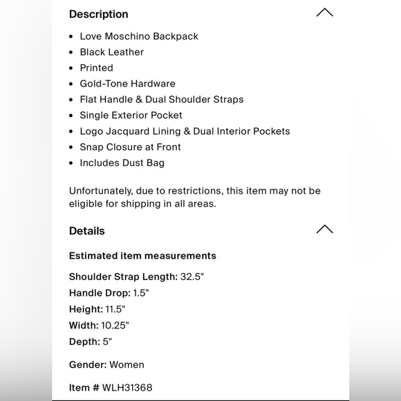 NWOT Love Moschino Black and Gold Leather Quilted Backpack - Picture 7 of 15